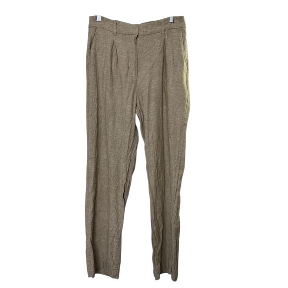 Old Navy Tan Linen Blend Full Length Pants Women's Size Medium - Picture 1 of 5